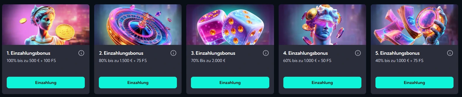 SpinAlto Einzahlungsboni mit fünf Bonusstufen und Freispielen